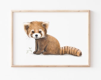 Kinderbild Poster A4 A3 "Roter Panda", Katzenbär, kleiner Panda, Tierposter, Kinderposter, Poster Kinderzimmer, Kinderbilder, Poster Kind