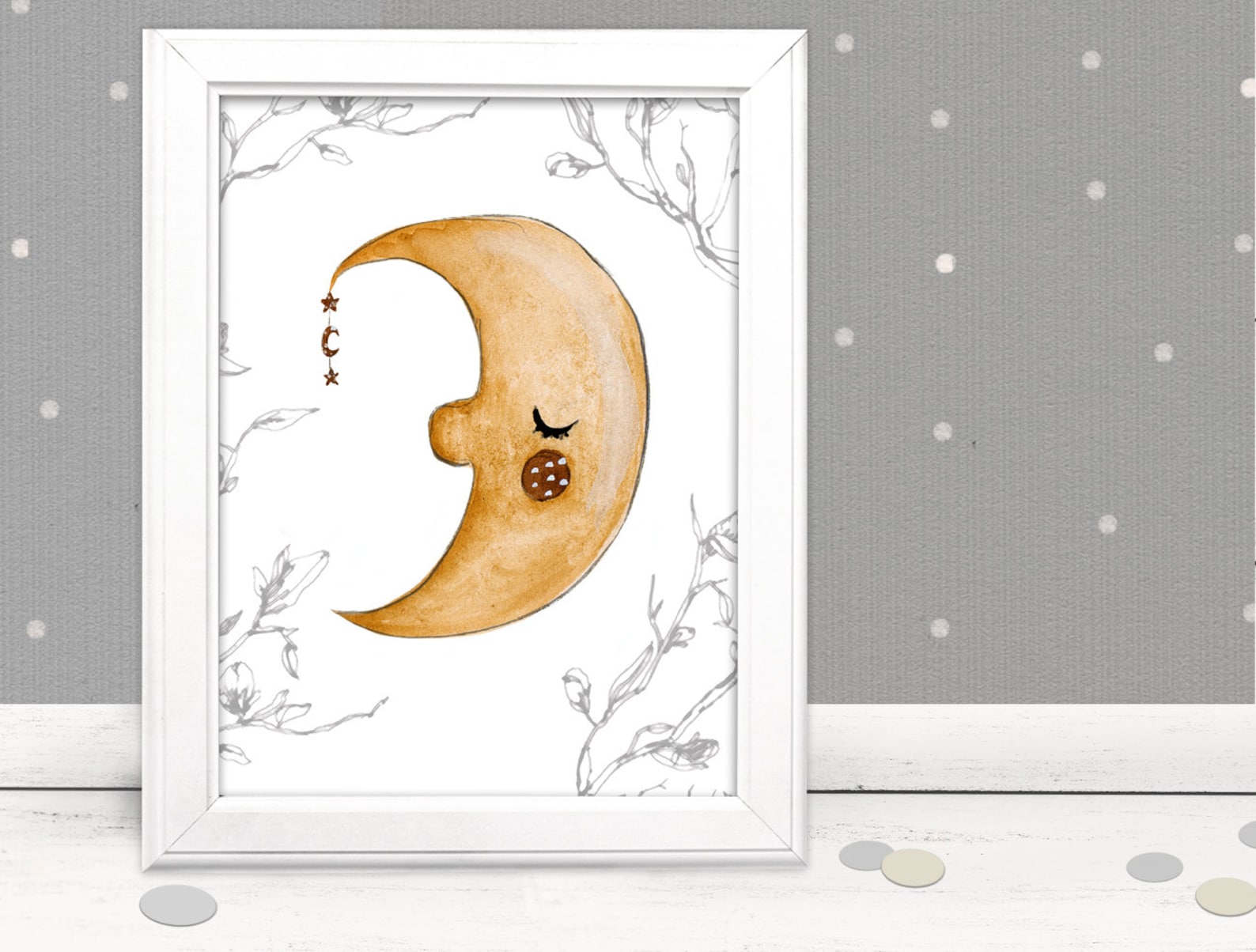 Kinderbild Mond fürs Kinderzimmer Mondbild | Etsy