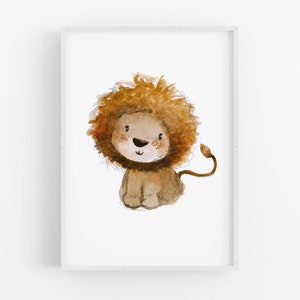 Kinderbild "Löwe" A4 A3, Kinderposter, Löwenposter, Tierposter, Aquarell, Tier-Print, Kinderzimmer Bilder, Kinderposter Löwe, Kinderposter bild 6