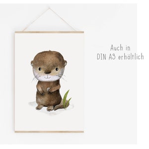 Kinderbild Otter A4 A3, Poster, Tierposter, Kinderzimmer Deko, Wanddeko Kinderzimmer, Waldtiere Bilder afbeelding 2