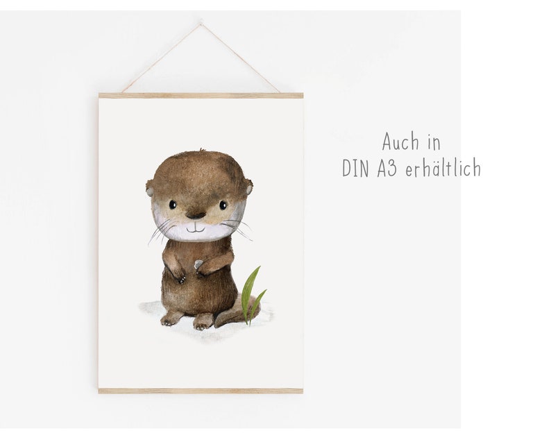 Kinderbild Otter A4 A3, Poster, Tierposter, Kinderzimmer Deko, Wanddeko Kinderzimmer, Waldtiere Bilder afbeelding 2