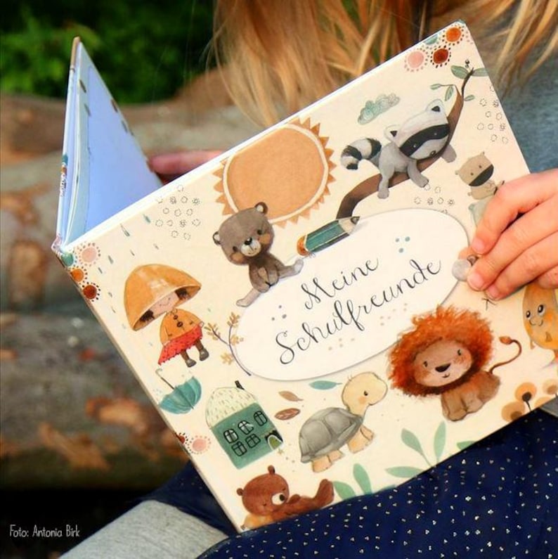 Freundebuch Grundschule, Schulfreundebuch, Schule, Schulkind Geschenk, Geschenk Einschulung, Schulanfang zdjęcie 9