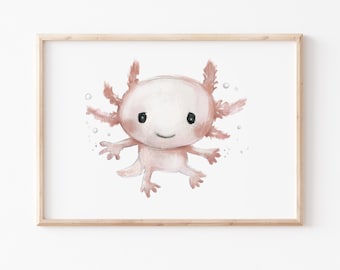 Children's picture "Axolotl", children's poster children's room, wall decoration, children's pictures, tail lurch, amphibians