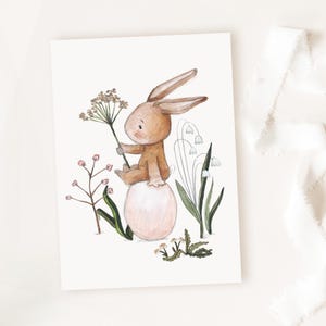 Osterkarte "Hase im Grünen", Osterkarten, Karten für Ostern, Postkarten, Osterdeko, Hasenbilder, DIN A6