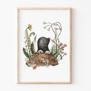 Children's picture "Mole" A4 A3, children's poster, animal poster, children's room pictures, animal print children's room, mole poster