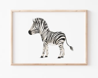 Children's picture "Zebra" A4 A3, animal poster, children's pictures, poster, children's poster, children's room pictures, animal poster for children, zebra poster for children