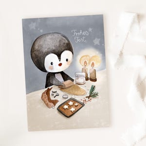 Weihnachtskarten "Plätzchen Pinguin", Backen, DIN A6, ca. 0,46 mm dick