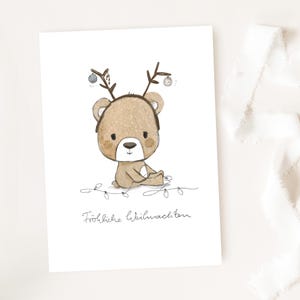 Weihnachtskarten "Bär mit Lichterkette", Weihnachten Karten, Weihnachtskarte, DIN A6, ca. 0,46 mm dick
