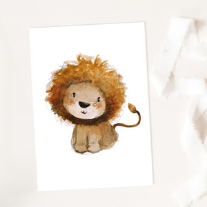 Karte "Löwe", Tierkarte, Postkarte, Grußkarte, niedlicher Löwe, Geburtstagskarte Löwe, Karte in DIN A6