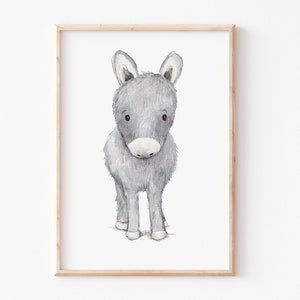 Kinderbild "Esel", Kinderposter Kinderzimmer, Poster, Wanddeko, Bild, Kinderzimmer Deko, Tierposter Kinder, Eselbild, Tierbilder für Kinder