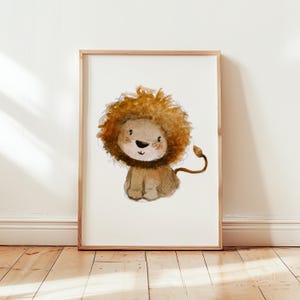 Kinderbild "Löwe" A4 A3, Kinderposter, Löwenposter, Tierposter, Aquarell, Tier-Print, Kinderzimmer Bilder, Kinderposter Löwe, Kinderposter bild 2
