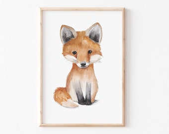 Kinderbild Kinderposter "Kleiner Fuchs" DIN A4 oder A3, Bild, Poster, Print Tierbild, Kinderzimmer, Kinderbilder, Tierposter,  Kinderposter
