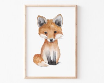 Children's picture Children's poster "Little Fox" DIN A4 or A3, picture, poster, print animal picture, children's room, children's pictures, animal poster, children's poster