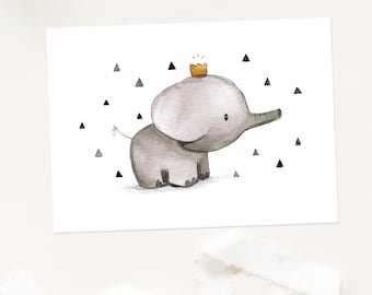 Invitation children's birthday "elephant with crown" invitation cards children's birthday, birthday card children's birthday invitation, DIN A6