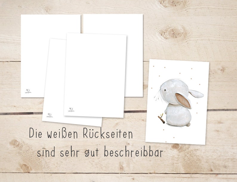 5 Waldtiere Karten / Waldtiere Kinderbilder, Einladung Kindergeburtstag, Kinderbilder Waldtiere, Kinder Bilder, DIN A6, ca. 0,46 mm dick zdjęcie 2