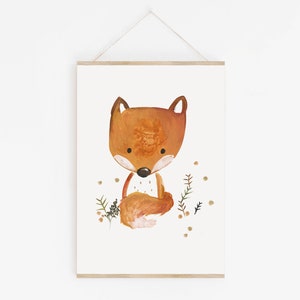 Kinderbild Fuchs A4 A3, Poster Waldtiere Poster, Kinderzimmer, Wanddekoration, Bild Fuchs, Waldtiere Kinderzimmer, Poster Kinderzimmer Bild 2