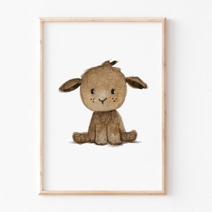 Kinderfoto lam &quot;Bruin lam&quot; schaapslam, kinderkamerposter, babykamer, schapenwanddecoratie