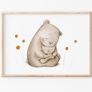 Kinderbild "Umarmung", A4 A3, Poster Bär Kinderposter, Kinderzimmer Bilder, Kinderzimmer Bilder, Poster Kinderzimmer, Kuscheln Poster