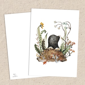 Kaart "Moll" DIN A6, dierenkaart, kleine kinderfoto, felicitatiekaart, verjaardagskaart kind, decoratie tuinprieel, molkaart, wenskaart