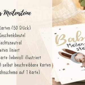 50 Baby Meilensteinkarten, erstes Jahr, Geschenk zur Geburt, Baby Geschenk, Meilensteine Baby, DIN A6 Bild 10