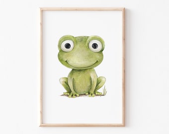 Children's picture "Frog" A3 A4, children's room picture, poster, animal picture, children's room, children's pictures, animal poster, children's poster, DIN A4 or A3 poster