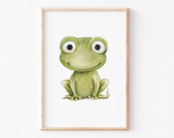 Kinderbild "Frosch" A3 A4, Kinderzimmerbild, Poster, Tierbild, Kinderzimmer, Kinderbilder, Tierposter, Kinderposter, DIN A4 oder A3 Poster