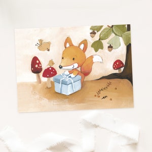 Invitation cards children's birthday fox, invitations forest animals, DIN A6, approx. 0.46 mm thick