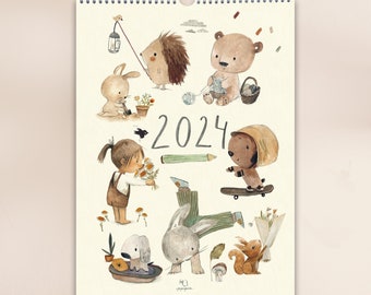 Family calendar 2024, DIN A4 DIN A3 family planner, wall calendar, children's calendar, planner, annual calendar 2024