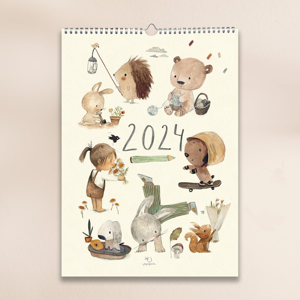 Familienkalender 2024, DIN A4 DIN A3 Familienplaner, Wandkalender, Kinderkalender, Planer, Jahreskalender 2024