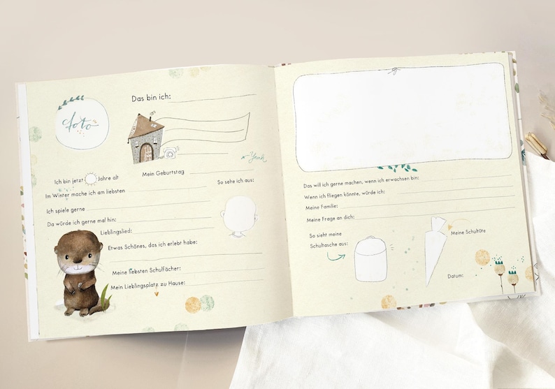 Freundebuch Grundschule, Schulfreundebuch, Schule, Schulkind Geschenk, Geschenk Einschulung, Schulanfang zdjęcie 4