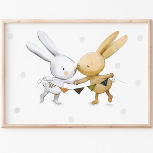 Kinderbild, Poster "Hasen", Kinderzimmer Waldtiere, Kinderbilder, DIN A4