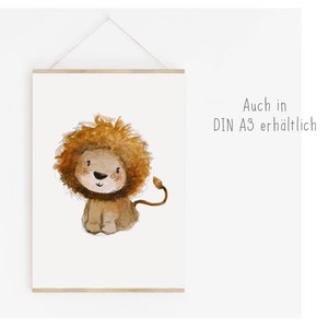 Kinderbild "Löwe" A4 A3, Kinderposter, Löwenposter, Tierposter, Aquarell, Tier-Print, Kinderzimmer Bilder, Kinderposter Löwe, Kinderposter bild 4