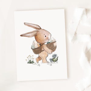 Osterkarte "Ostereier", Osterkarten, gemalte Karten für Ostern, Postkarten, Osterpost, Osterdeko, süße Hasenbilder, DIN A6
