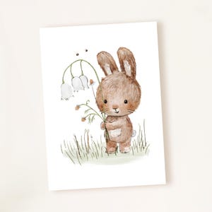 Osterkarten, Karte Ostern, Osterdeko,"Hase mit Blumen", Osterkarte Hase, Hase Karte Ostern, DIN A6, Osterhase Karte, Ostergruß