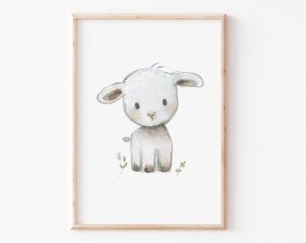 Children's picture A4 A3 "Lamb", children's room poster, children's poster, animal poster, sheep, animal print, children's room pictures, sheep picture, children's pictures