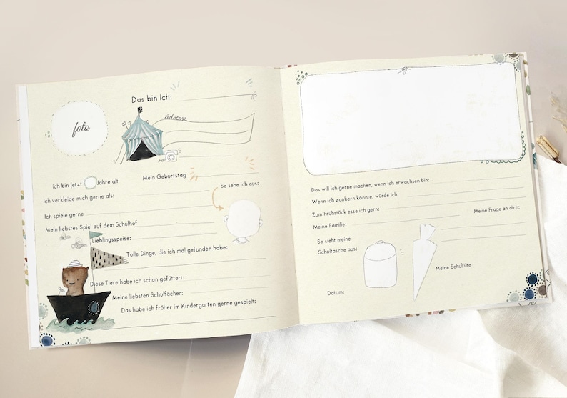 Freundebuch Grundschule, Schulfreundebuch, Schule, Schulkind Geschenk, Geschenk Einschulung, Schulanfang zdjęcie 6