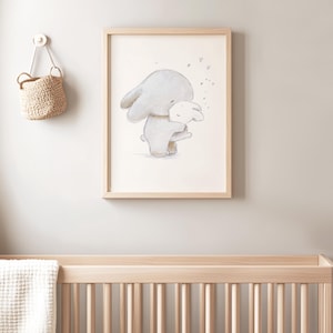 Kinderbild A4 A3 "Häschen Baby", Poster Kinderposter weiß,  Geschwister Poster, Kinderzimmer Bilder, Kinderbilder, Poster Kinderzimmer