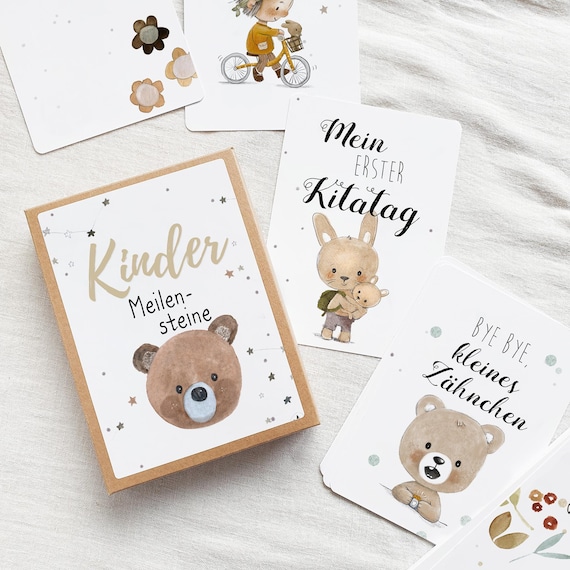 Meilensteinkarten Junior, Kind ab 1. Geburtstag, Geschenk, 70 Meilensteine für Kinder, geschlechtsneutral