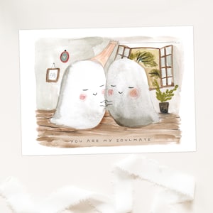 Karte "You are my soulmate" seelenverwandt, Hochzeitstag Karte Valentinstag, Freundin Freund, Liebe , Seelenverwandtschaft, Gespenster Geist