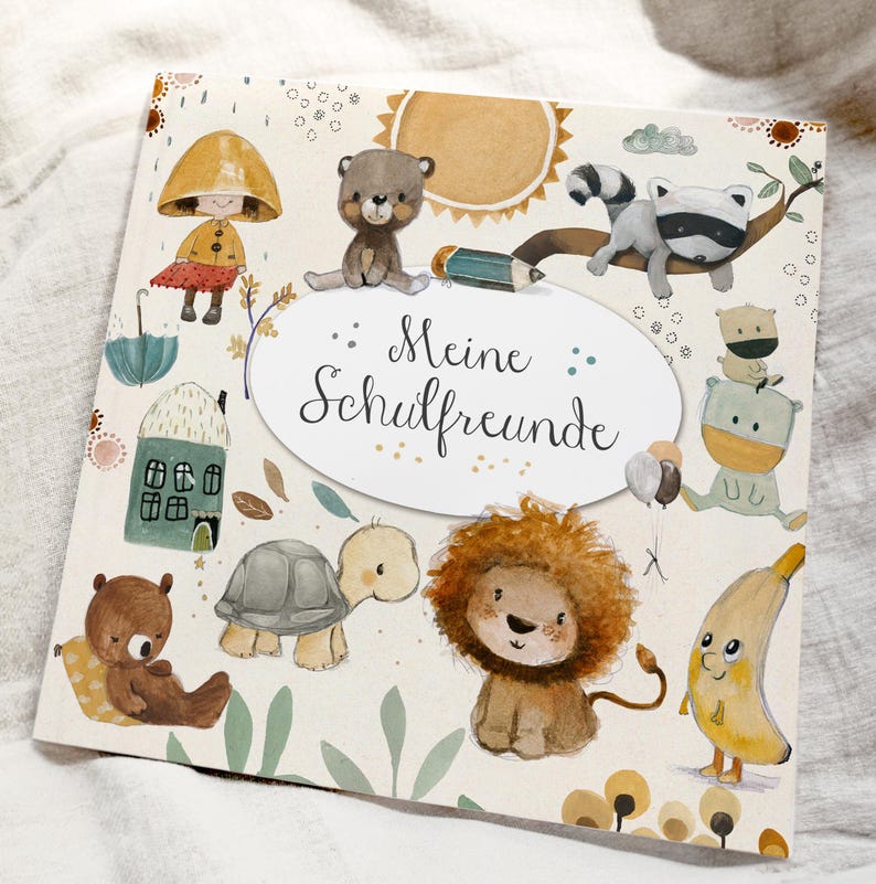 Freundebuch Grundschule, Schulfreundebuch, Schule, Schulkind Geschenk, Geschenk Einschulung, Schulanfang zdjęcie 10
