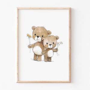 Kinderposter Kinderbild "Teddys" A4 A3 Poster, Kinderposter Kinderzimmer, Geschwister Kinderbilder, Geschwisterbild, Poster Kinderzimmer