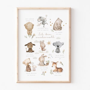 Affirmationsposter Kinder, Affirmationen Bild Kinderzimmer, Glaubenssätze Ich bin wundervoll, Mutmacher Geschenk Poster Selbstliebe A4 A3 A2