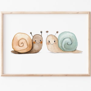 Kinderbild "Schnecken" A3 A4 Poster Kinderposter, Kinderzimmer Bilder, Kinderzimmerposter, Poster Kinderzimmer, Wanddeko, Schneckenbild