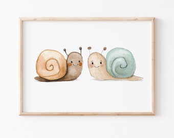 Children's picture "Snails" A3 A4 poster Children's poster, children's room pictures, children's room poster, children's room poster, wall decoration, snail picture