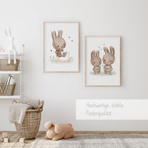 Kinderposter Kinderzimmer Hase schaukelt, Kinderbild, Poster, Kinderposter, Aquarell Poster, Kinderbild, Kinderzimmer Tierbild DIN A4 A3 Bild 3