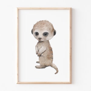 Erdmännchen Bild A4 A3, Poster, Tierposter, Kinderposter, Kinderbild, Kinderzimmer Bild, Kinderzimmerbild, Kinderbilder, Erdmännchen Poster