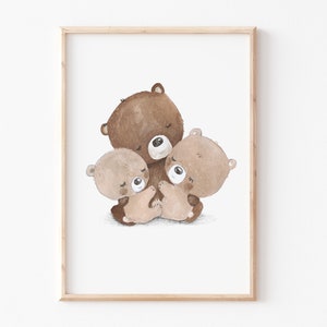 Kinderbild A4 A3 "Drei Bärchen", Poster, Tierposter, Poster Kinderzimmer, Deko, Wanddeko Kinderzimmer, Poster Kinderzimmer, Waldtiere Bilder