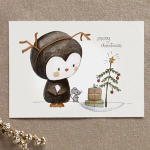 Christmas cards "Christmas Eve", children's cards Christmas, penguin Christmas post, DIN A6, approx. 0.46 mm thick