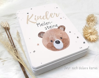 Meilensteinkarten Junior, Kind ab 1. Geburtstag, Geschenk, 70 Meilensteine für Kinder, geschlechtsneutral, inkl. Geschenksäckchen