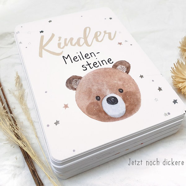 Meilensteinkarten Junior, Kind ab 1. Geburtstag, Geschenk, 70 Meilensteine für Kinder, geschlechtsneutral, inkl. Geschenksäckchen